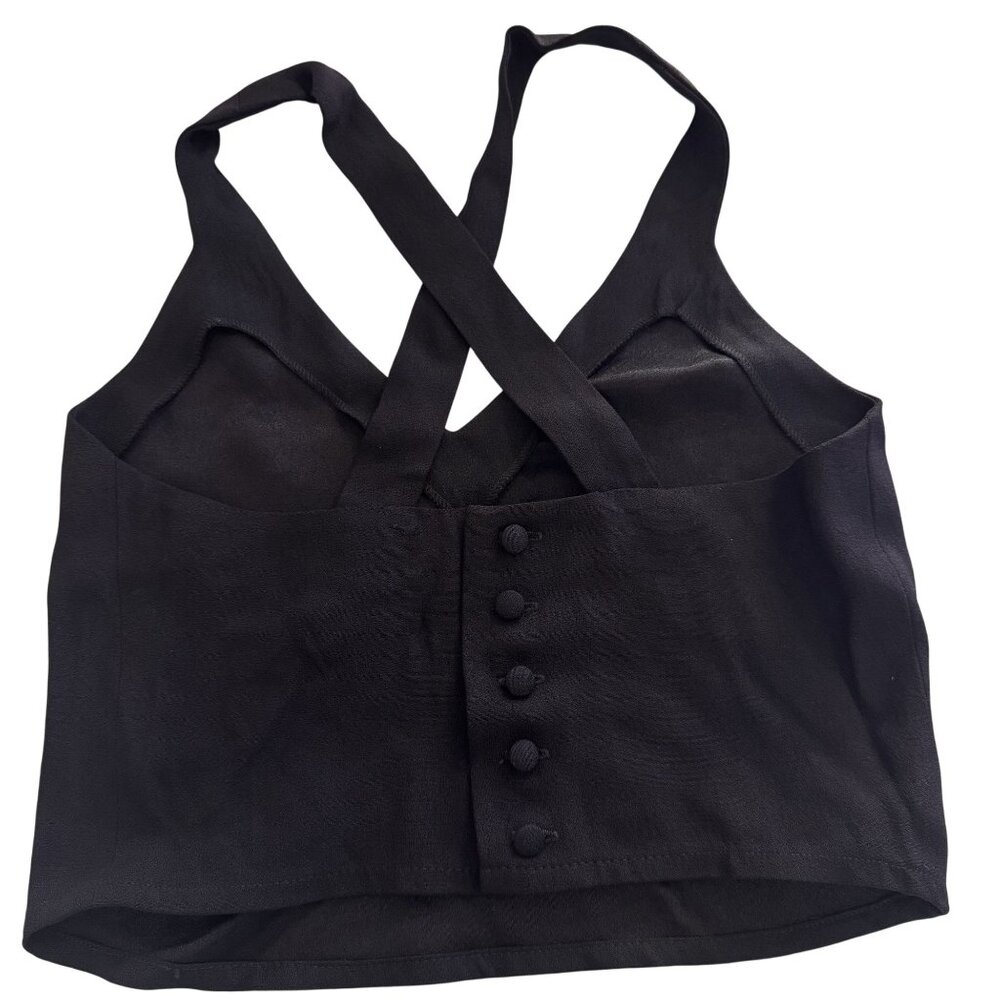 Sonia Rykiel Paris Womens Black Silk Blend Crop Top Strappy Back Size IT 36 - Picture 2 of 7